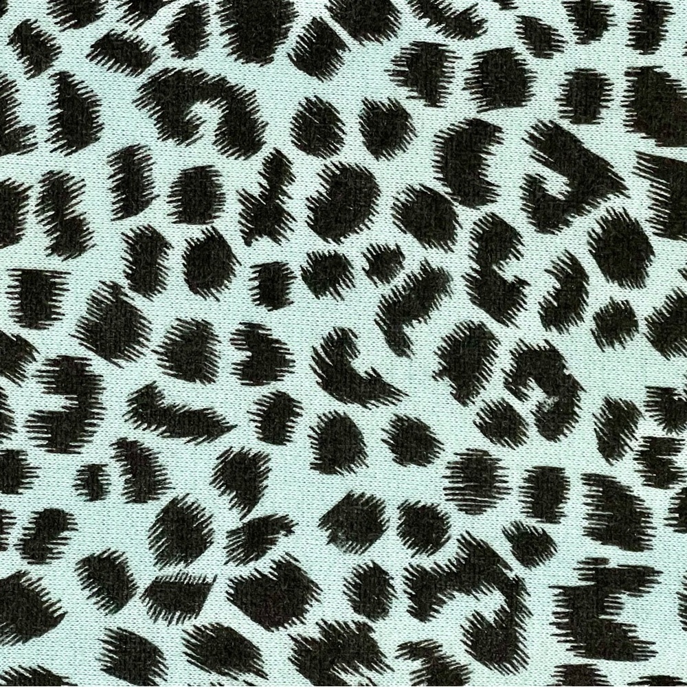 1980’s Sky Lite Aqua Leopard Print Mock Neck Long Sleeve Belted Top SzL/XL - Picture 8 of 8